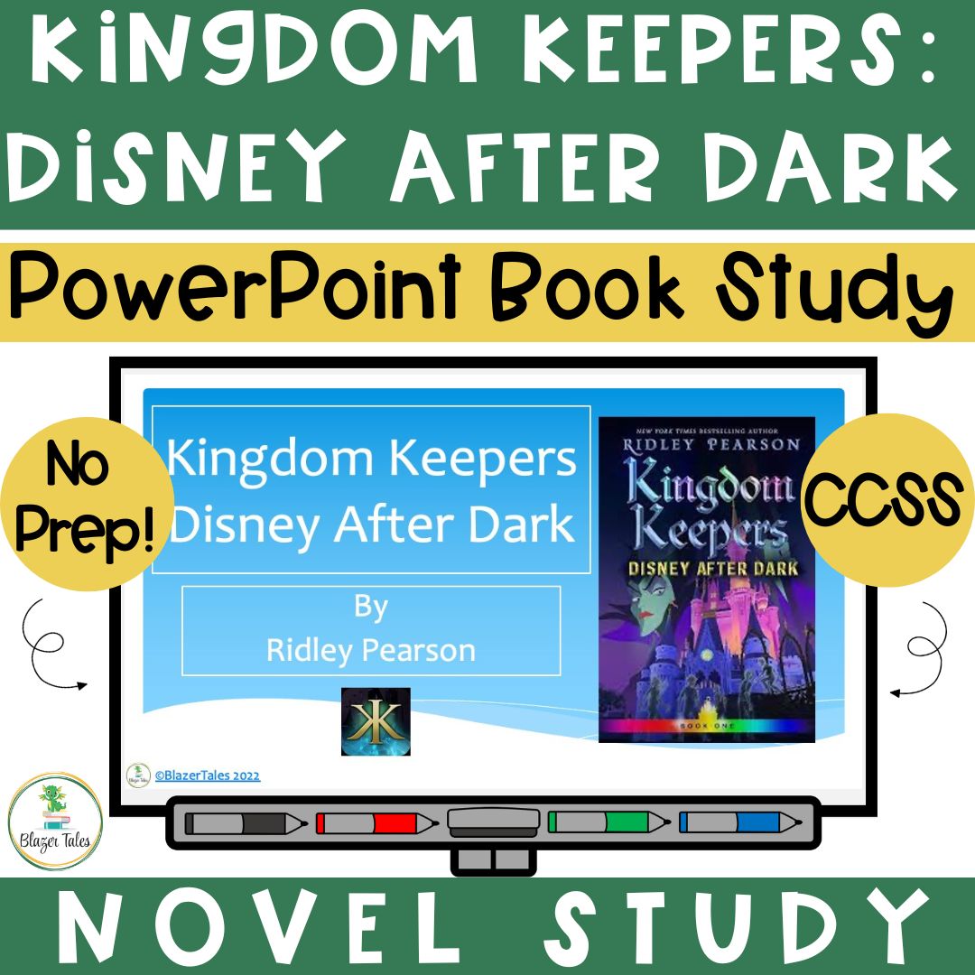 This is a Novel Study PowerPoint for Kingdom Keepers: Disney After Dark by Ridley Pearson via www.blazertales.com