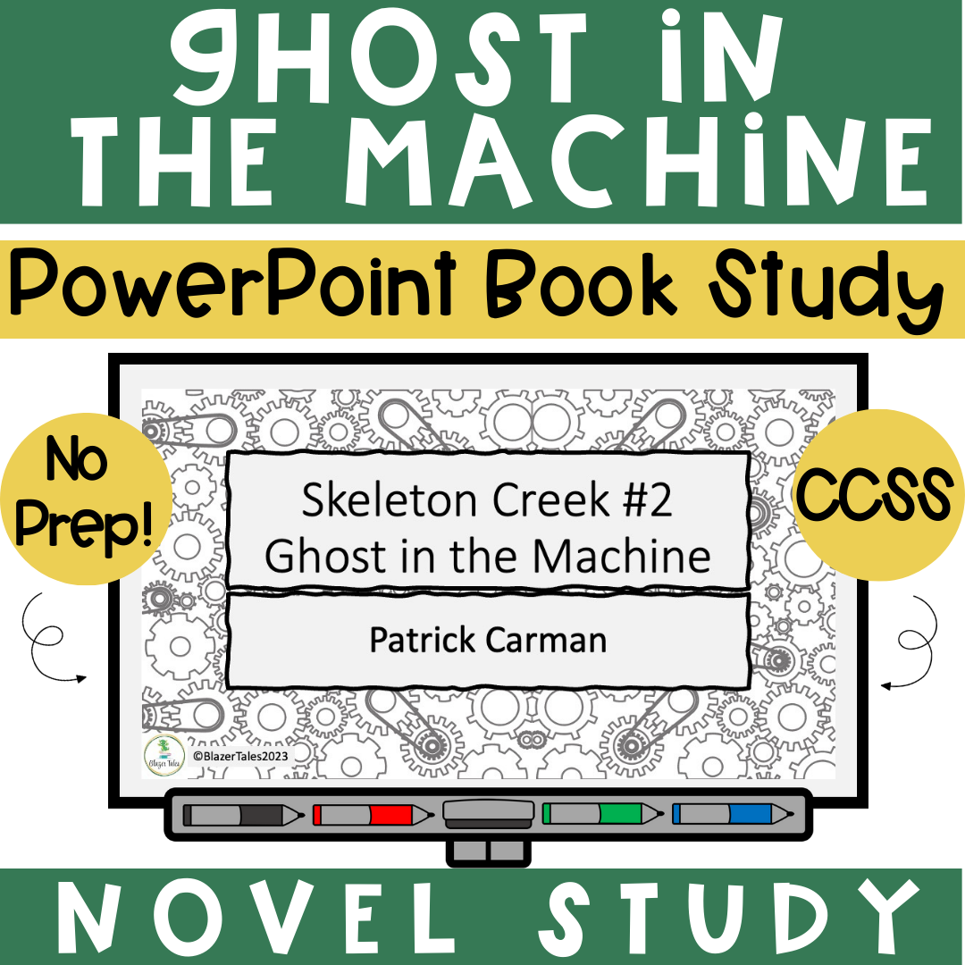 This is a novel study powerpoint for Skeleton Creek: Ghost in the Machine by Patrick Carman.