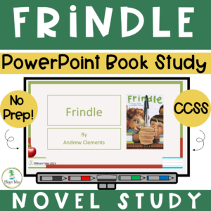 This is a novel study powerpoint for Frindle by by Andrew Clements.