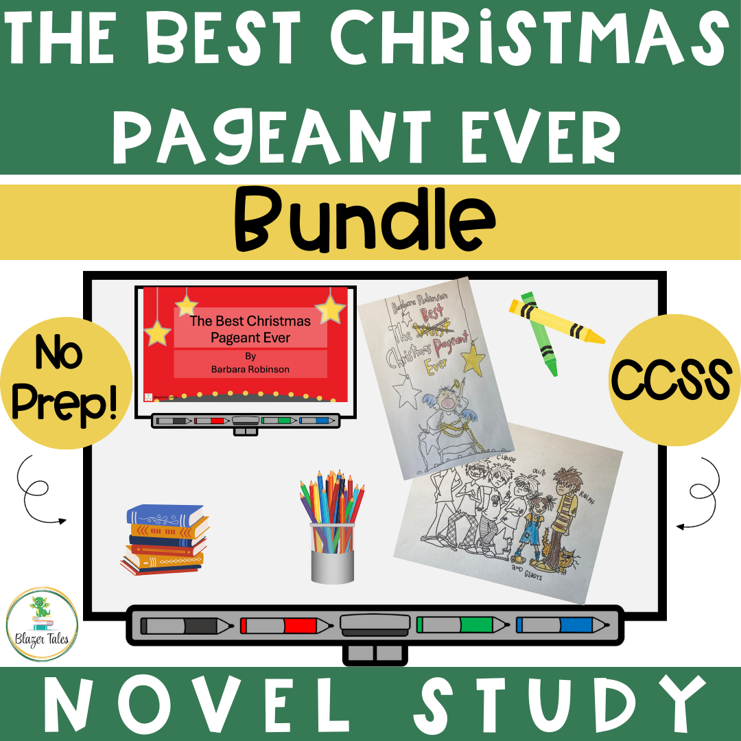 These are novel study powerpoint and coloring sheets for The Best Christmas Pageant Ever by Barbara Robinson.