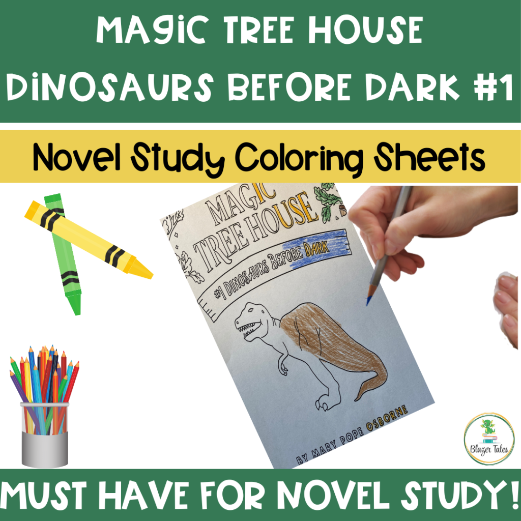 Dinosaurs Before Dark Novel Study Coloring Sheets Helps Students w ...