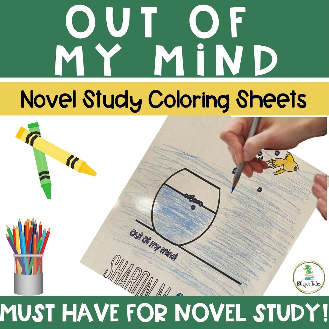 These are novel study coloring sheets for Out of My Mind by Sharon M. Draper.
