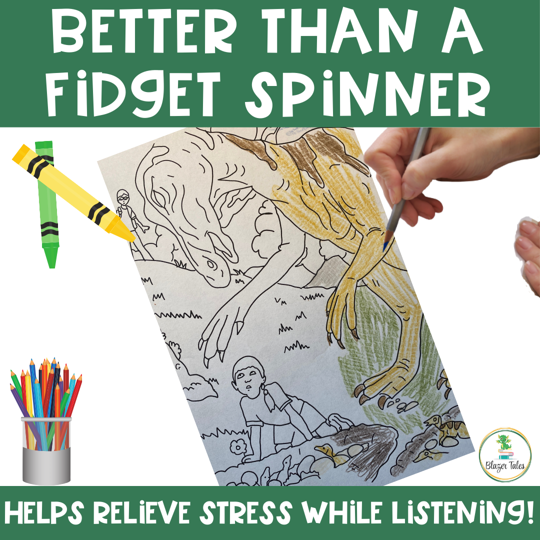 Dinosaurs Before Dark Novel Study Coloring Sheets Helps Students w/ Focus - Blazer Tales for Dinosaurs Before Dark Free Printables