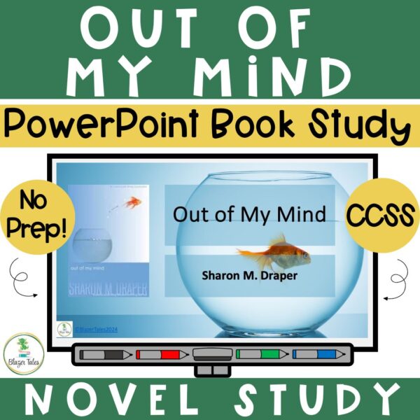 This is a novel study powerpoint for Out of My Mind by Sharon M. Draper.
