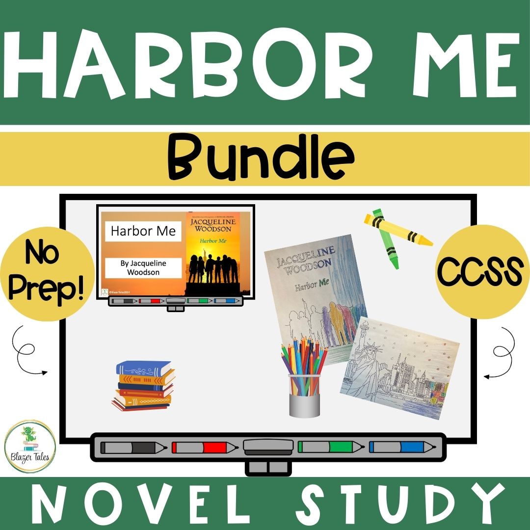 These are novel study powerpoint and coloring sheets for Harbor Me by Jacqueline Woodson.