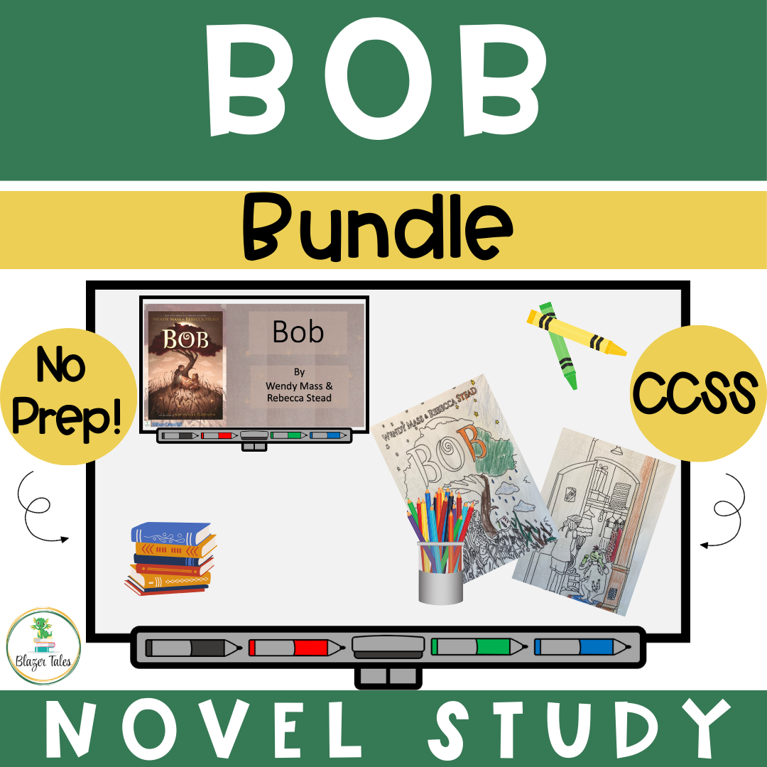 These are novel study powerpoint and coloring sheets for Bob by Wendy Mass & Rebecca Stead via www.blazertales.com