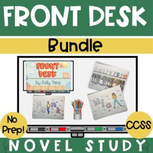This is a bundle of novel study powerpoint and coloring sheets for Front Desk by Kelly Yang.
