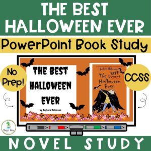 This is a Novel Study PowerPoint for The Best Halloween Ever by Barbara Robinson via www.blazertales.com