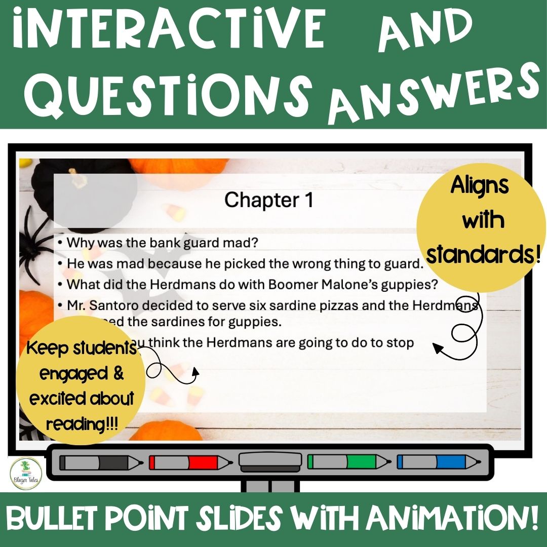 This is a Novel Study PowerPoint for The Best Halloween Ever by Barbara Robinson via www.blazertales.com